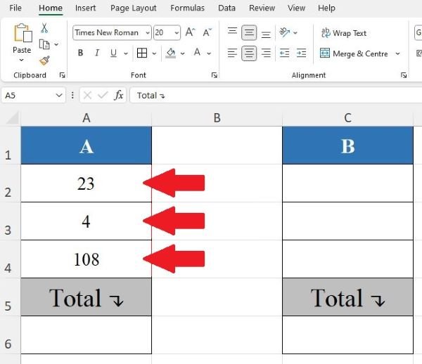 excel total formula