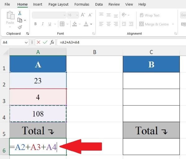 excel total formula