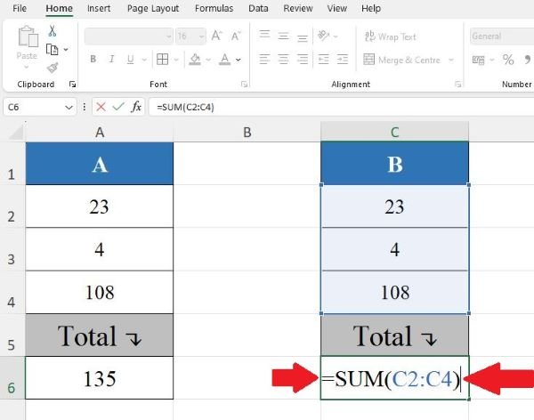 excel total formula