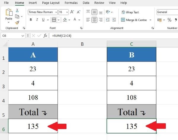 excel total formula